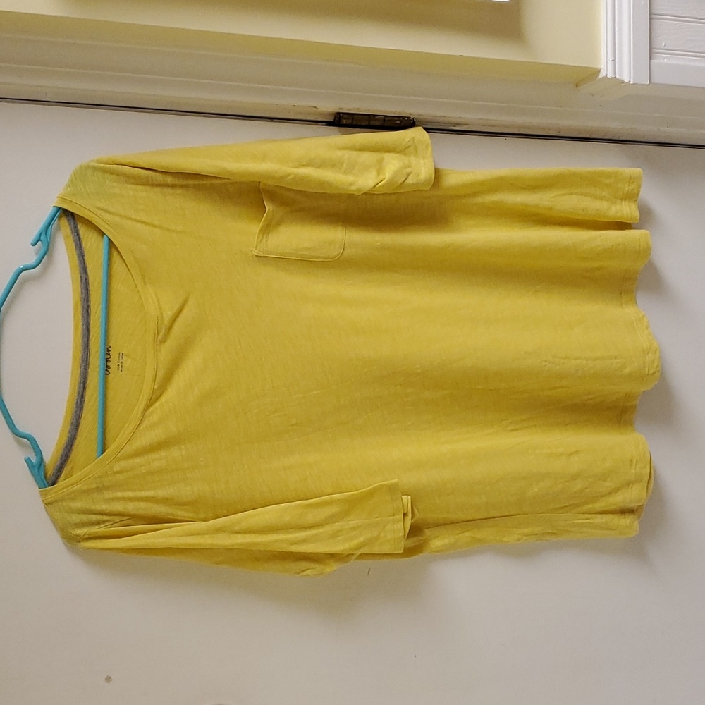 Boden T-Shirt Top Women's Size 16 XL Yellow Ultra Soft Short Sleeve Wide Neck